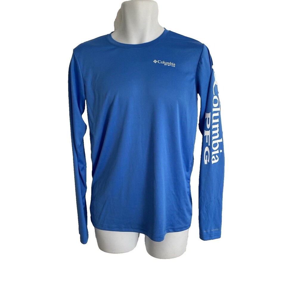 Columbia PFG Youth XL 18-20 Blue Long Sleeve Fishing T-Shirt Tee Tackle Boating